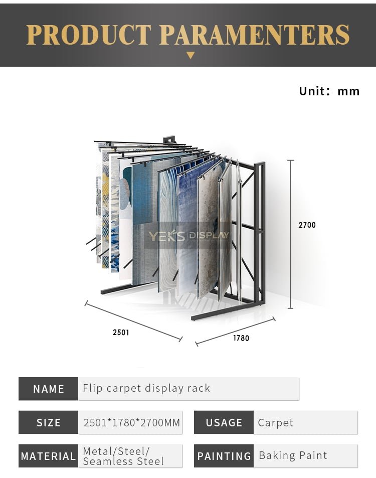 Book type display rug carpet racks