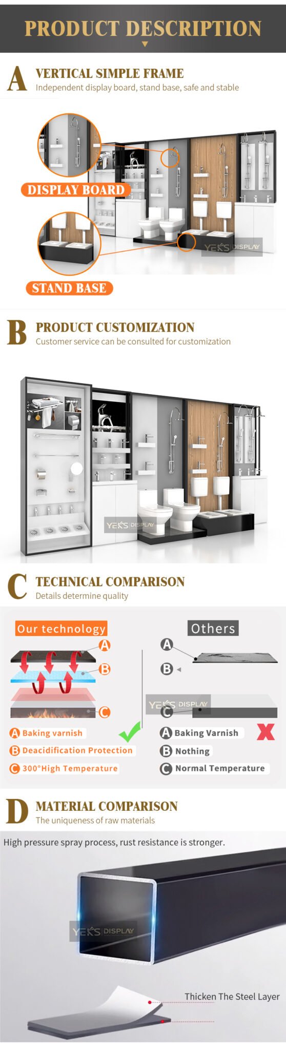 Bathroom supplies toilet display rack