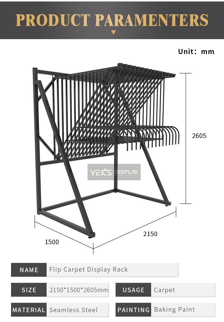 Page-Turnning carpet roll storage display stand