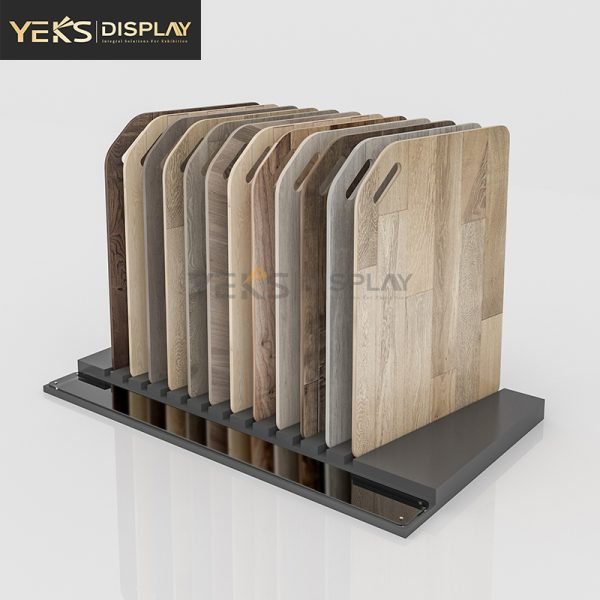 wood floor sample display shelves