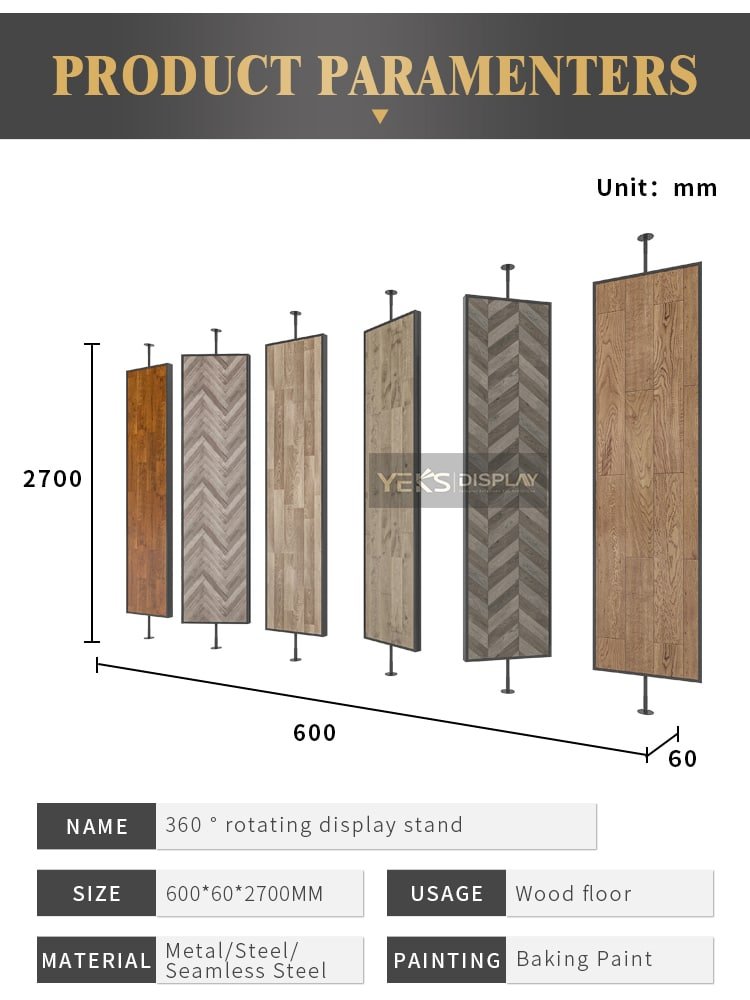 wood floor sample spinning display stand