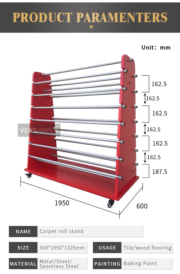 vertical rug hangers for display stand