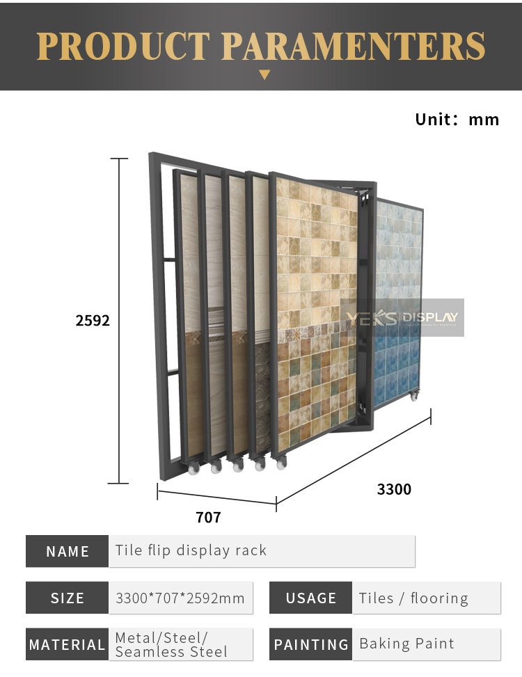 Flat pushing tile display ideas rack