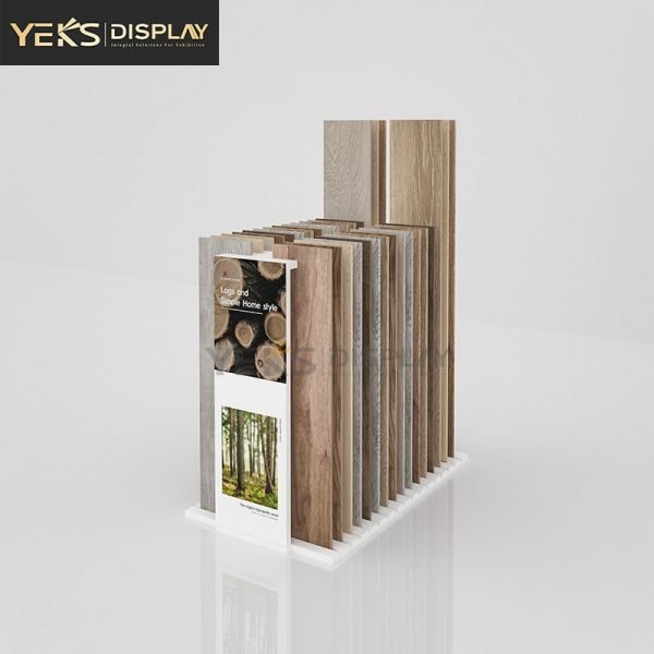 Slot wooden floor tile display shelf-1