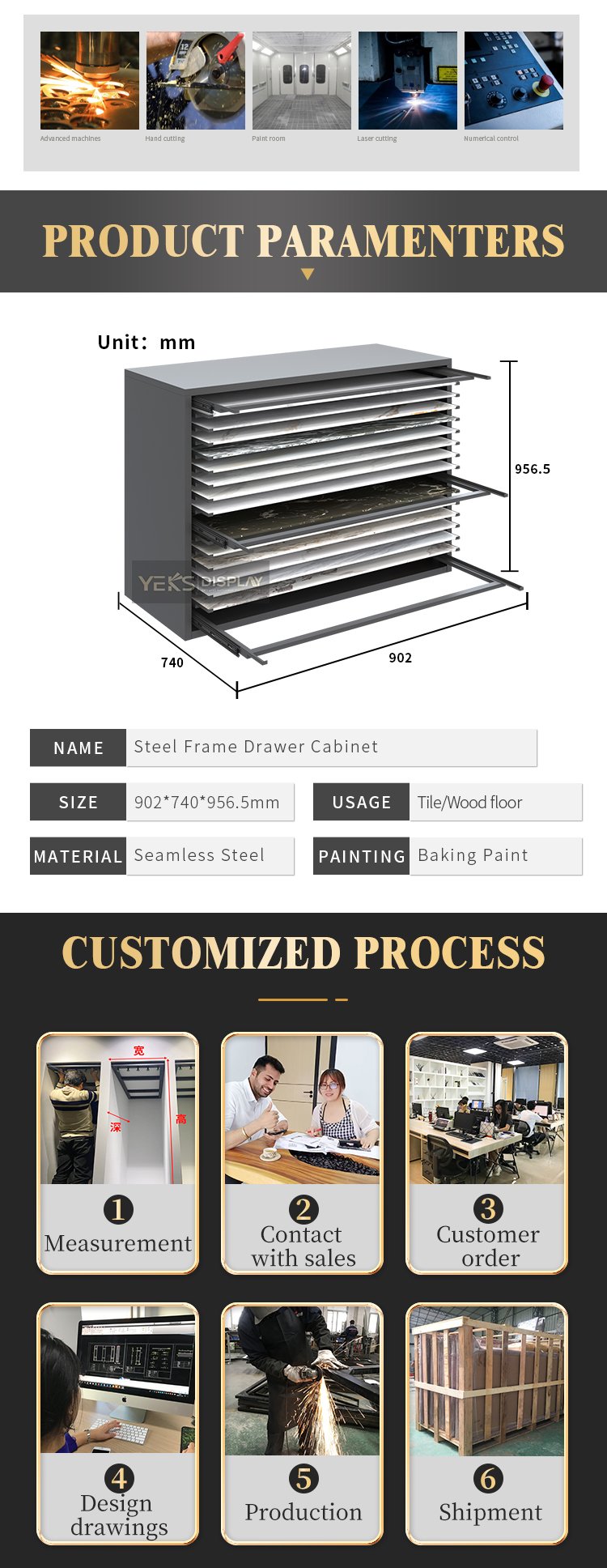 Pull Out floor type Tile Drawer display cases