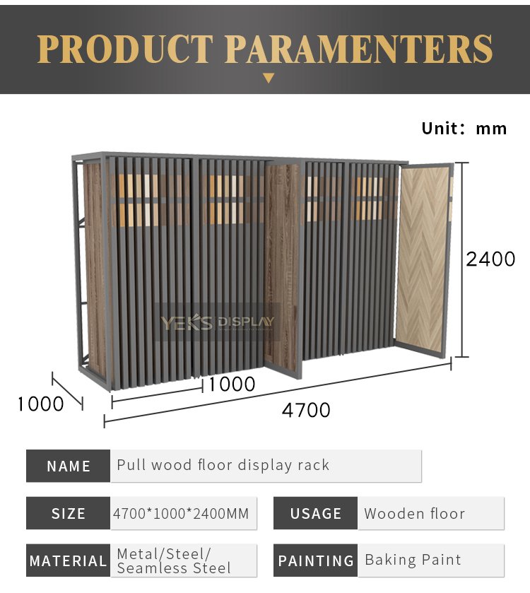 Pull Out wood floor sample floor standing display easel