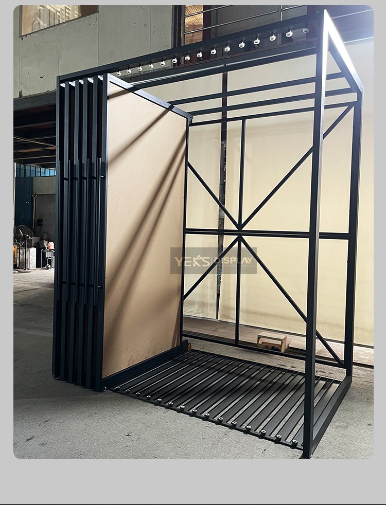 Pull-out commercial rug display rack