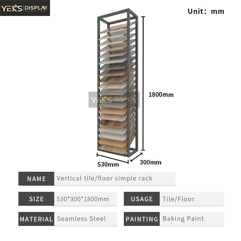 Vertical Double Row display rack wood floor