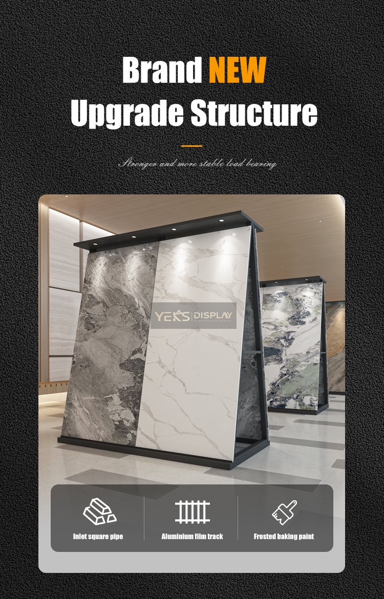 Vertical Double-Sided Slate Stone Sample Display Board Stand