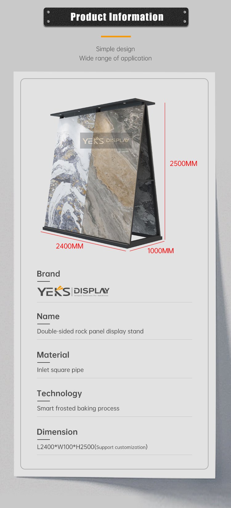 Vertical Double-Sided Slate Stone Sample Display Board Stand