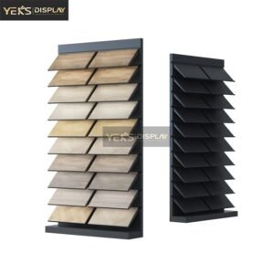 Wall-mounted inclined wood floor sample display stands
