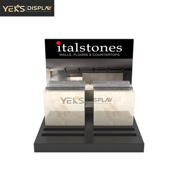 stone sample counter wooden display stand