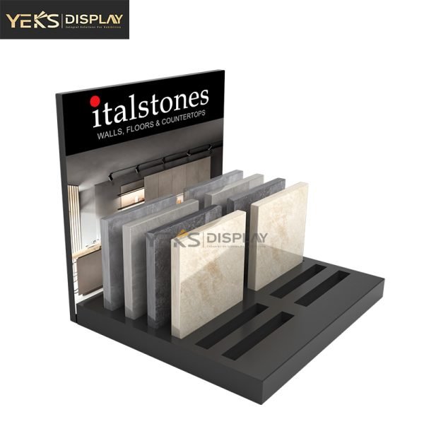 stone sample counter wooden display stand
