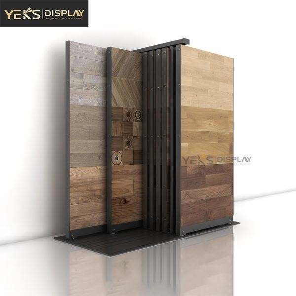 pull-out table top wooden floor display stand