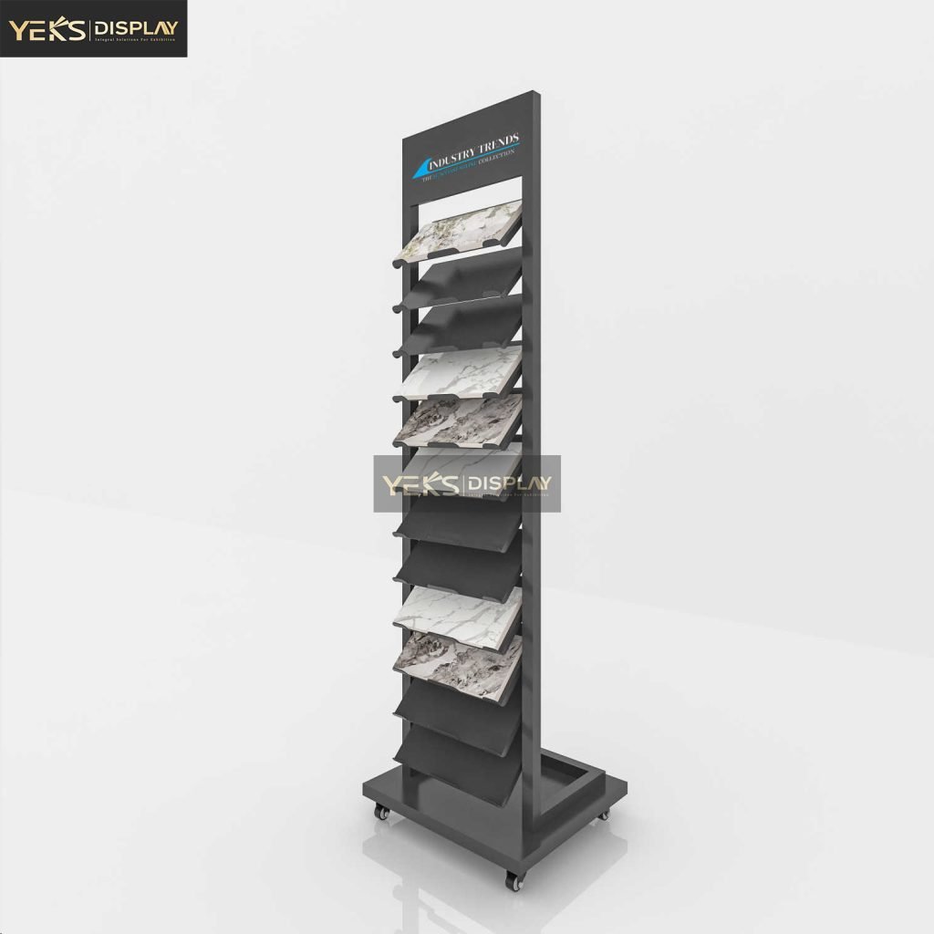 Transform Your Storefront: Discover Custom Vertical Tile Racks with Rotating Features