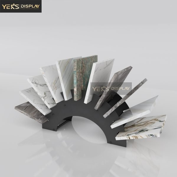 semicircle slot stone sample counter top display stand
