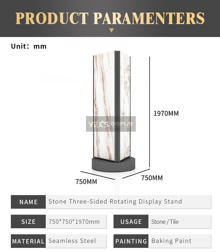 Stone rotation triangle display stand