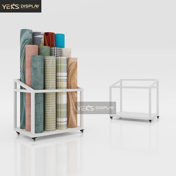 vertical carpet rolling floor display rack wholesale