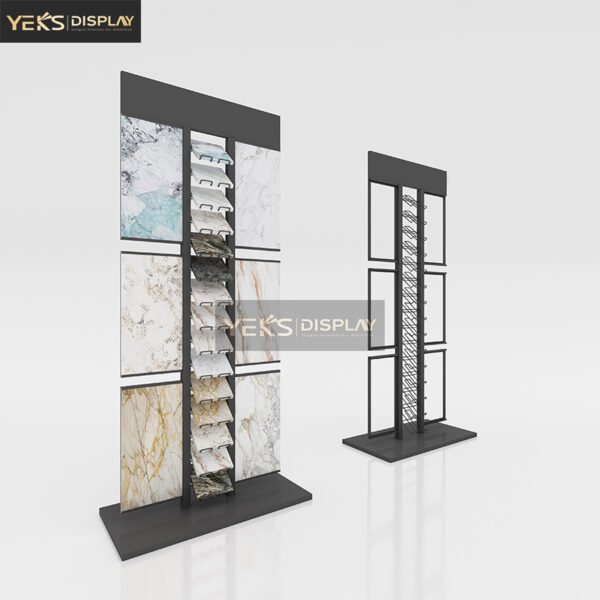 Vertical stone slab hanging wall display rack