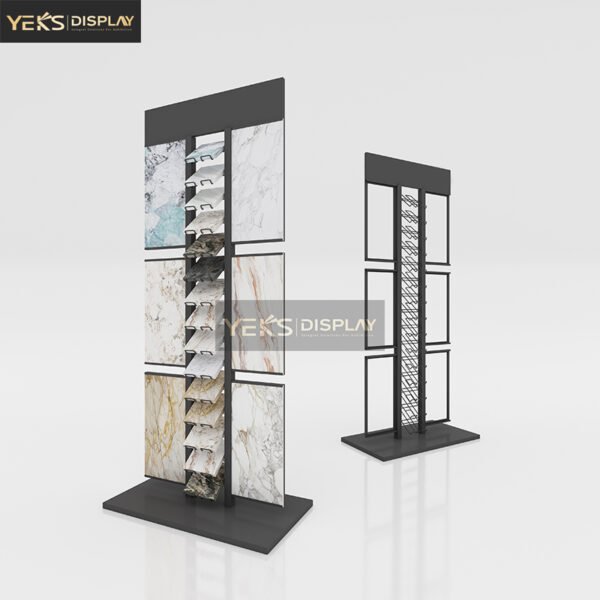 Vertical stone slab hanging wall display rack