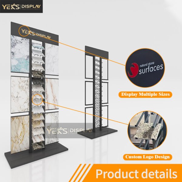 Vertical stone slab hanging wall display rack