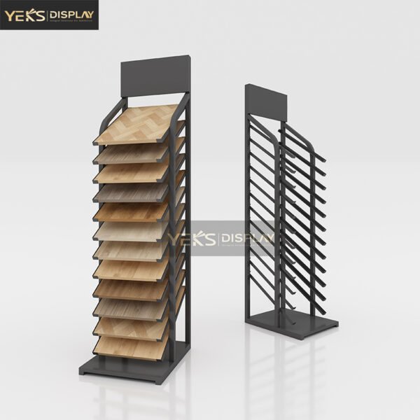 wooden floor samples standing display rack