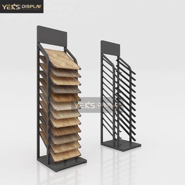 wooden floor samples standing display rack