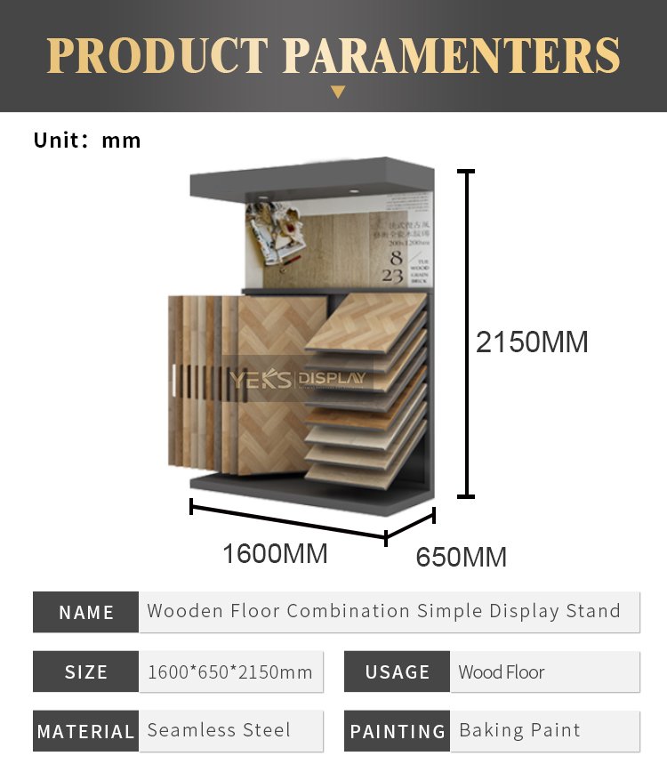 staggered wood floor display stand