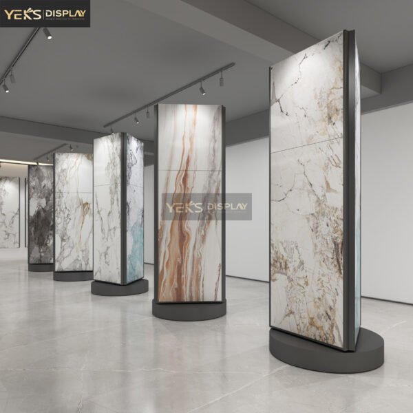 stone marble rotating display showcase manufacturer