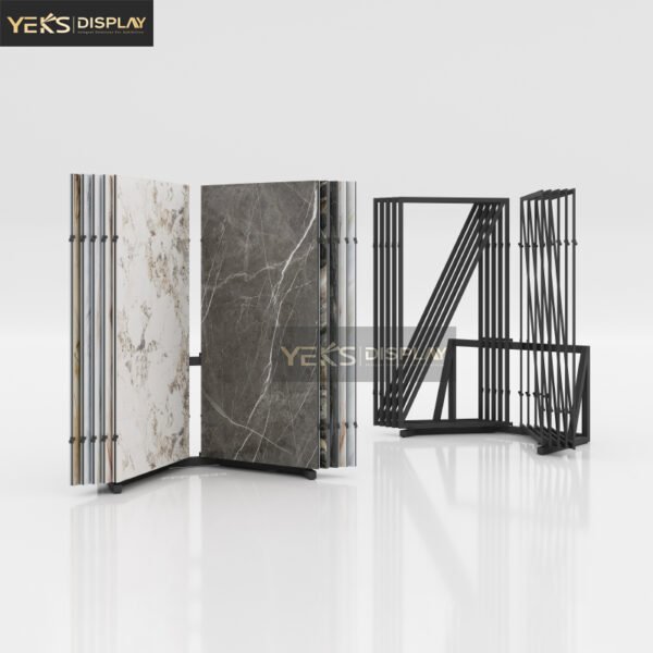 stone marble rock slab displays rack