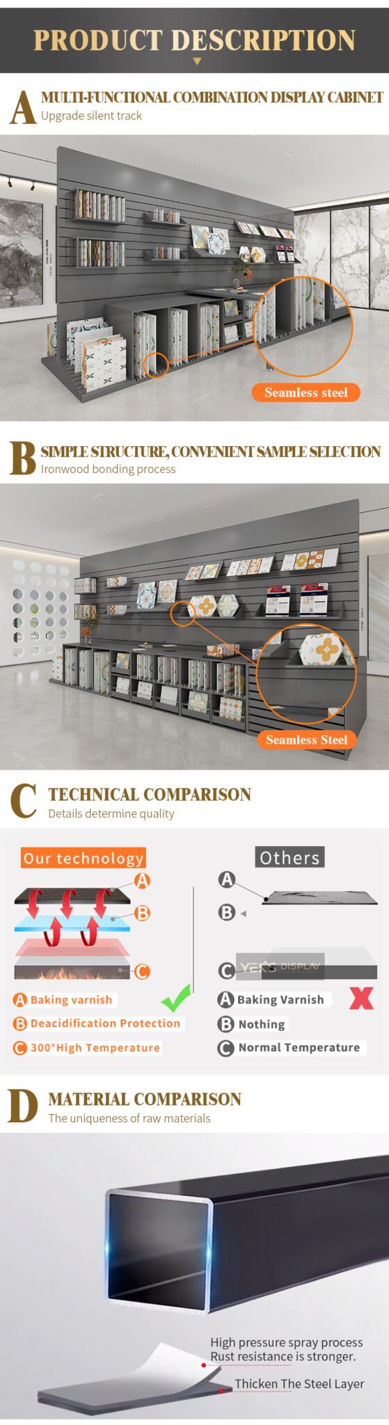 Combination Counter Display Unit Rack for tile and stone