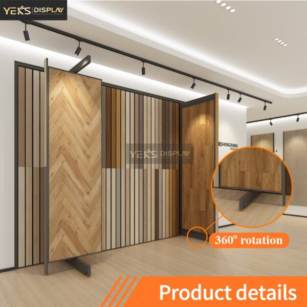 Wood Floor Sliding Metal Shelves for Showroom